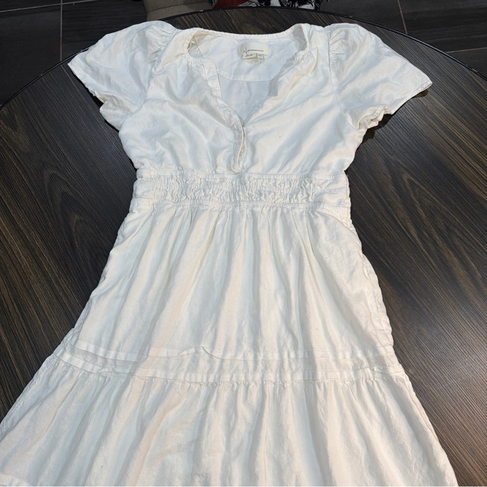 by anthropologie Maxi White Peasant Dress Size Small
